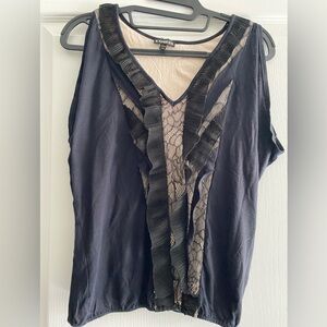 Express Black and Beige Lace Accent Tank Top Sz XS